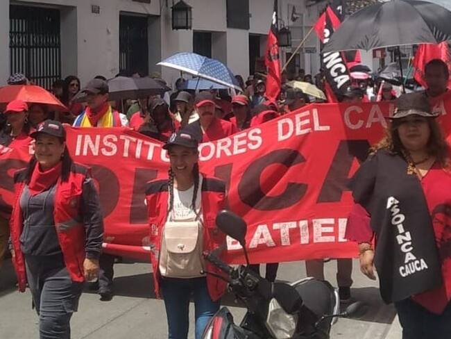 Los profesores continúan con la protesta en Bogotá y Popayán. Crédito: Asoinca.