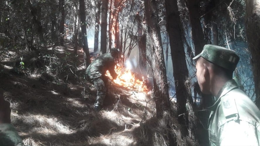 Alerta roja en 77 municipios de Boyacá por incendios forestales . Foto: Ejército Nacional