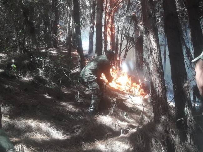 Alerta roja en 77 municipios de Boyacá por incendios forestales . Foto: Ejército Nacional