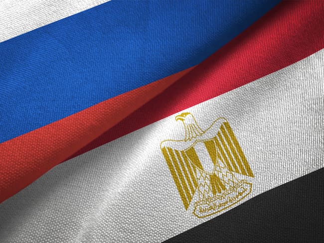 Egypt and Russia flag together realtions textile cloth fabric texture