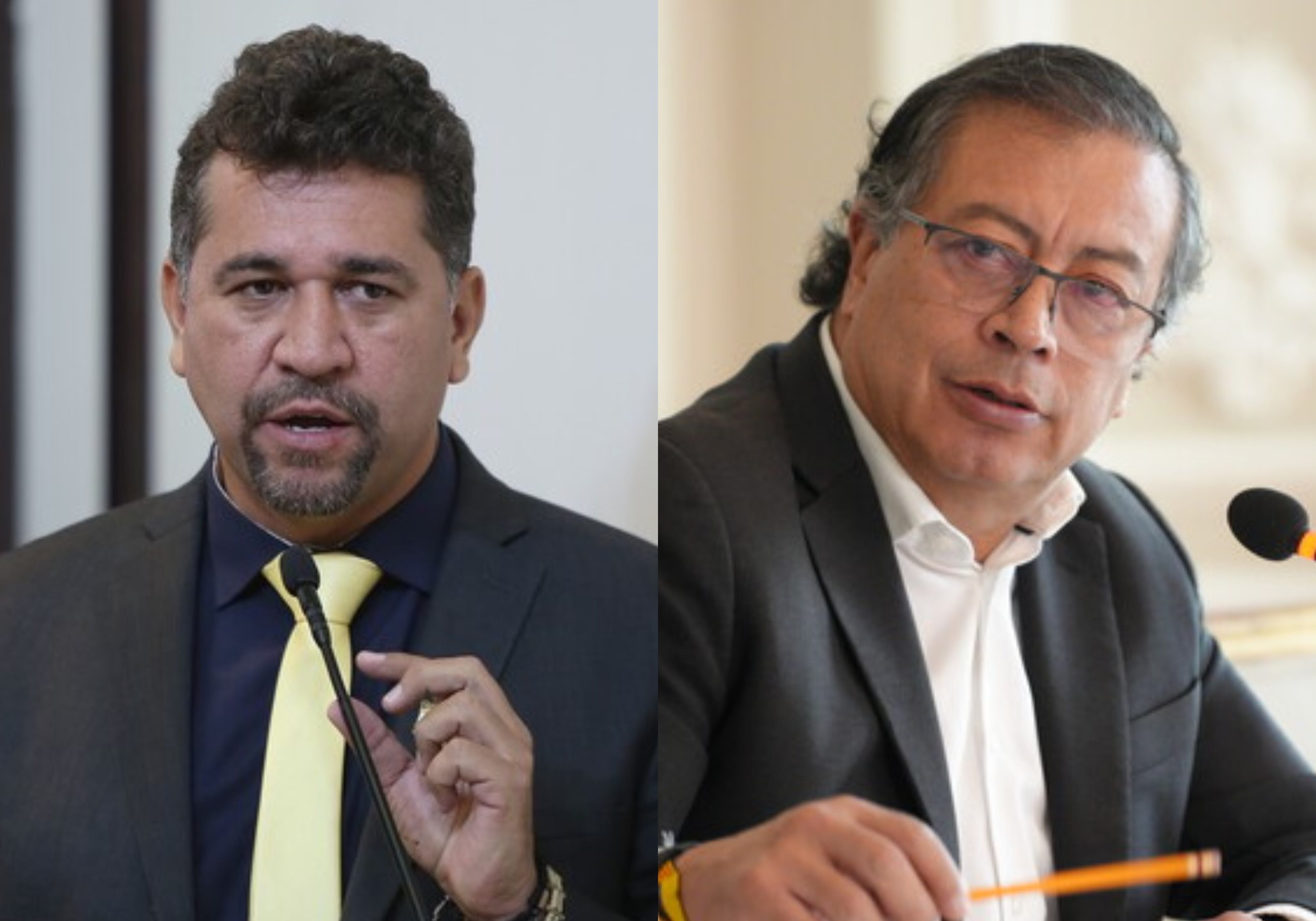 León Fredy Muñoz y Gustavo Petro. Foto: (Colprensa - Álvaro Tavera) / (Presidencia de la República - Juan Cano)