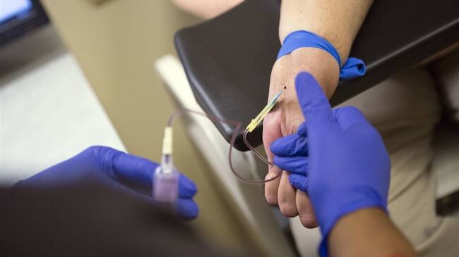Irma Hendricks da sangre para un análisis en el Hospital de la Universidad de Pennsylvania. Hendricks recibió el hígado de un donante con hepatitis C. Después de la operación tomó medicamentos y sanó. Foto: Associated Press - AP - Jessica Kourkounis