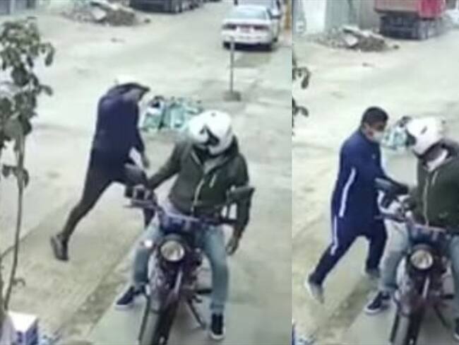 Albañiles lanzan bulto de cemento a dos sujetos. Foto: YouTube