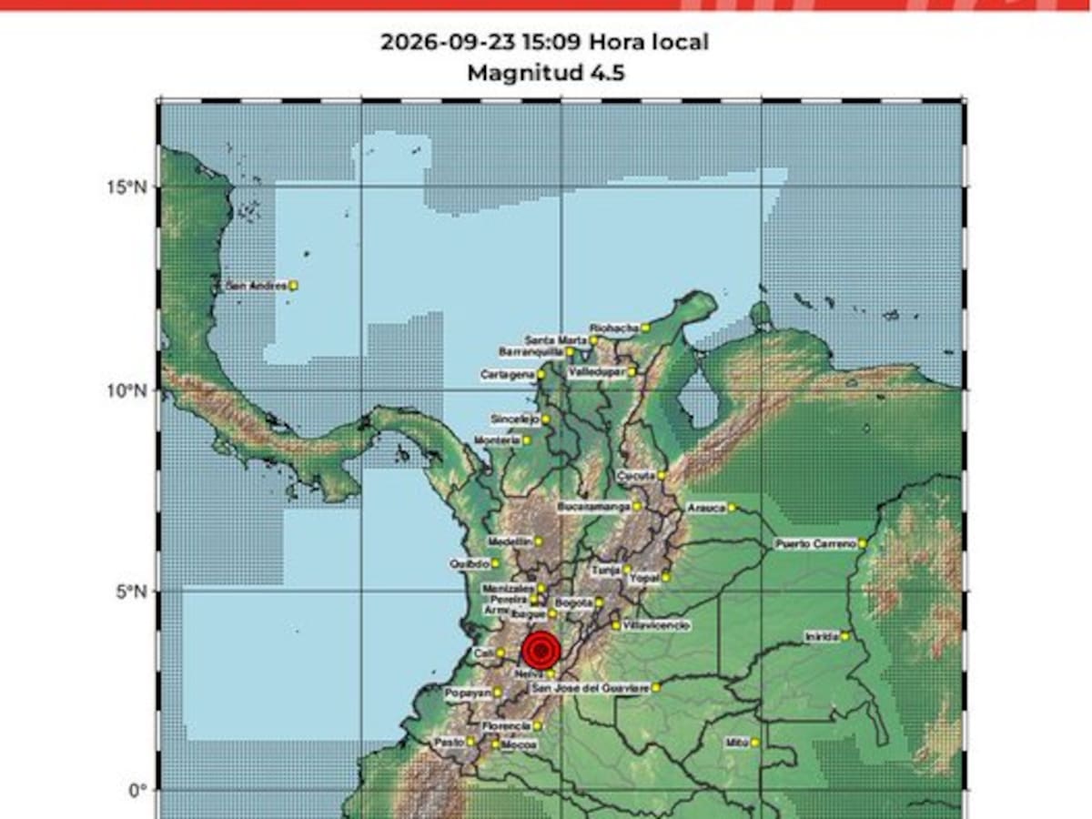Temblor superficial de magnitud 4.5 se sintió en Colombia HOY 23 de septiembre: epicentro en Tolima