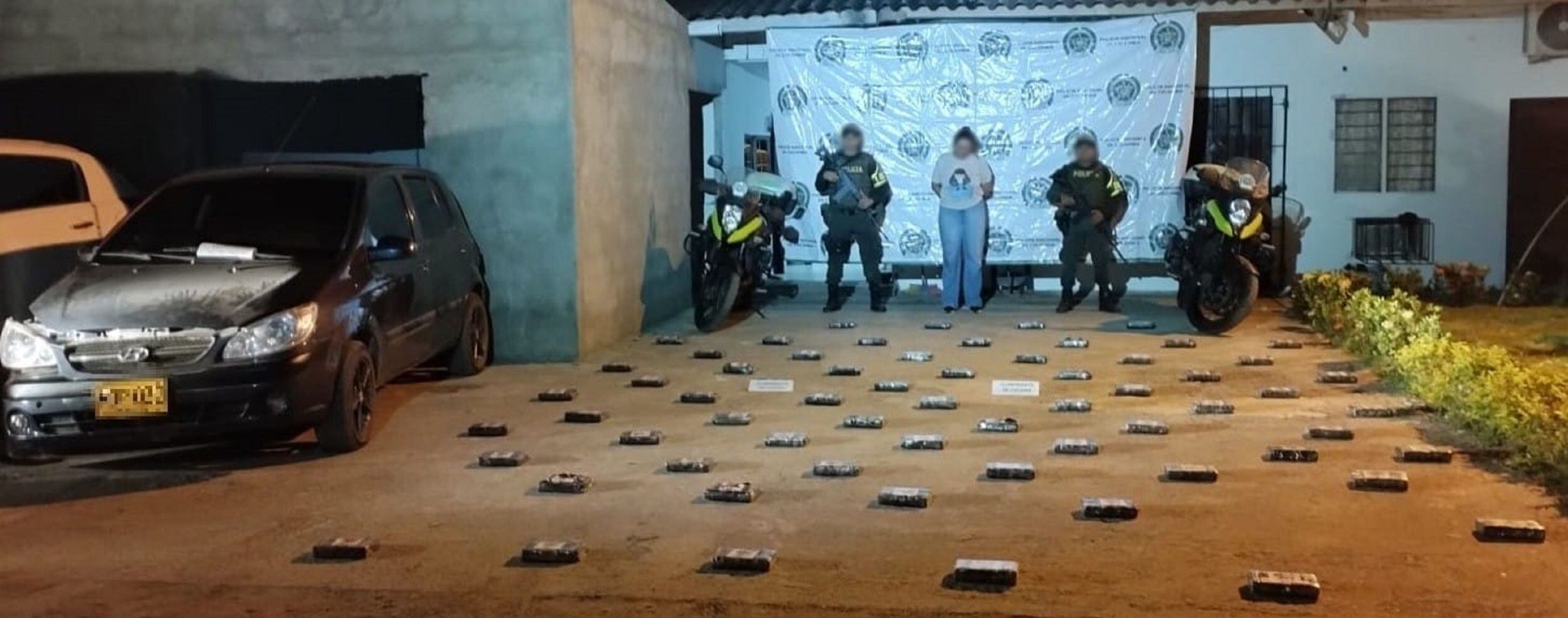 Policía capturó a una mujer e incautó 66 kilos de cocaína en Planeta Rica, Córdoba. Foto: Policía.