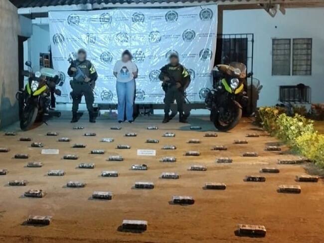 Policía capturó a una mujer e incautó 66 kilos de cocaína en Planeta Rica, Córdoba. Foto: Policía.