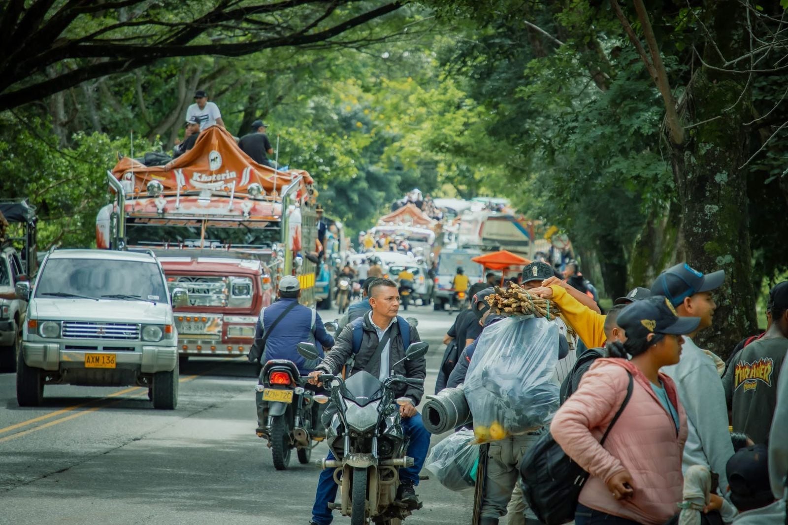 La concentración se desarrolla en la vía del sector de El Bordo. Crédito: Red de Apoyo Cauca.