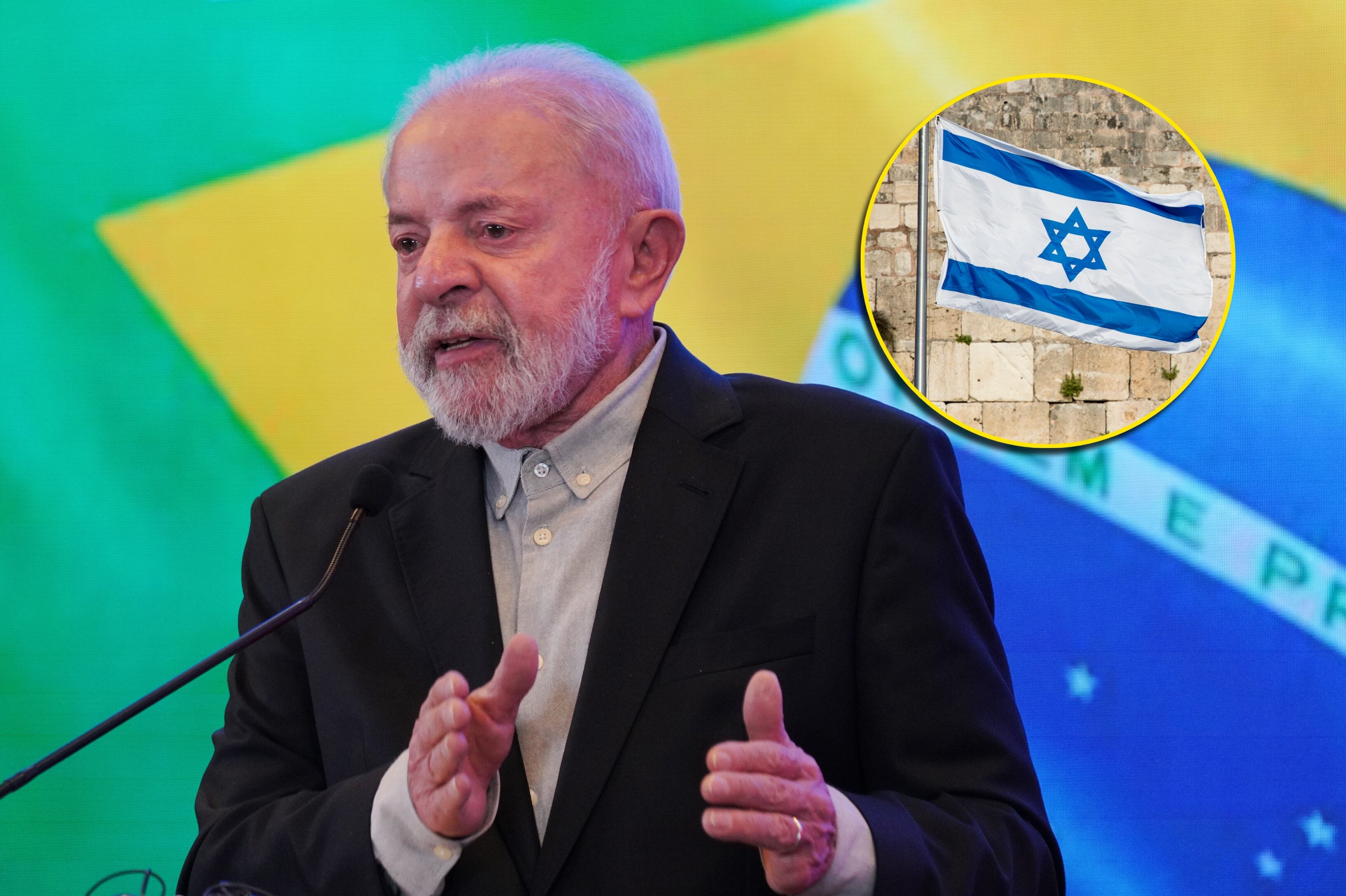Luiz Inácio Lula da Silva y bandera de Israel. Foto: VCG/VCG y Paul Soulders via Getty Images.