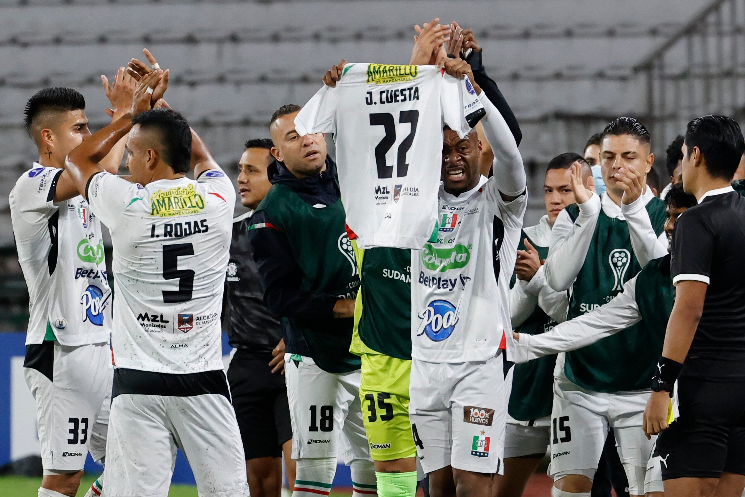Once Caldas derrotó a Unión Española y está cerca de clasificar a los octavos de final de la Copa Sudamericana. EFE/ Mauricio Dueñas Castañeda