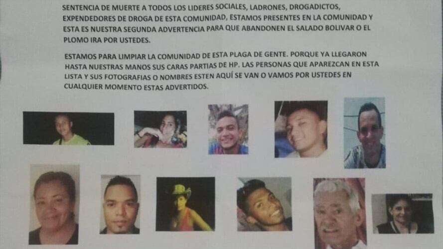 Amenazan a más de diez líderes sociales de El Salado, Bolívar. Foto: Suministrada