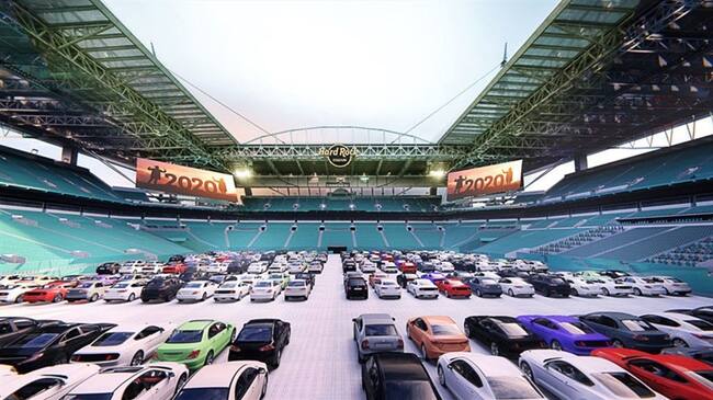 Estadio de Miami Dolphins se transforma en autocine durante la pandemia. Foto: Hard Rock Stadium