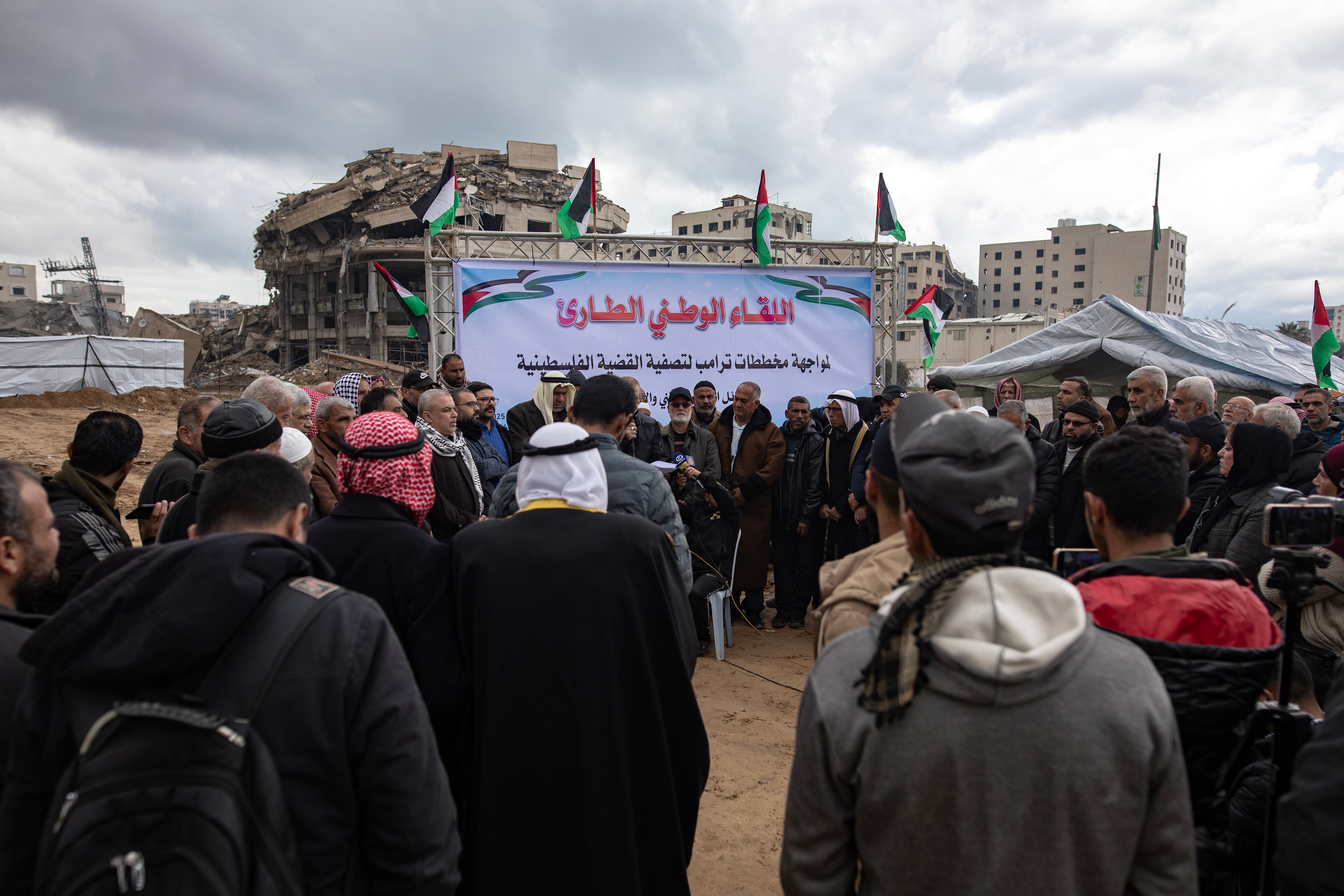 Protestas en Gaza en contra de la propuesta de Trump. FOTO: EFE/EPA/HAITHAM IMAD