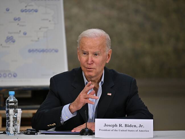 RZESZOW, POLAND - MARCH 25: US President Joe Biden meets with the President of Poland, Andrzej Duda on March 25, 2022 in Rzeszow, Poland. U.S. President Joe Biden meets with NATO allies as they coordinate reaction to Russia&#039;s war in Ukraine, which has entered its second month. (Photo by Jeff J Mitchell/Getty Images)