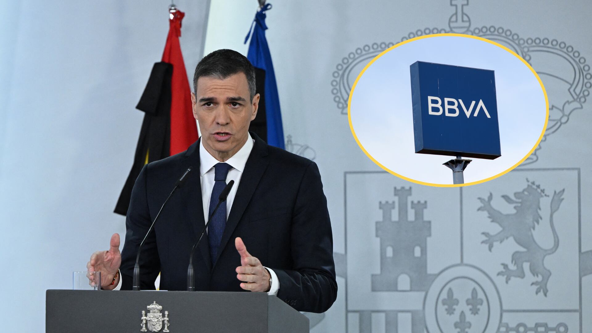 Pedro Sánchez. Foto: JAVIER SORIANO/AFP via Getty Images - BBVA. Foto: Jose Luis Torales/NurPhoto via Getty Images.