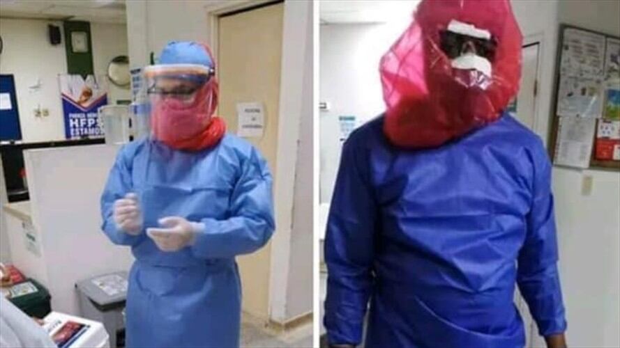 En su momento, los trabajadores de la salud denunciaron que se tenían que cubrir con bolsas ante la falta de elementos de bioseguridad. Foto: Archivo