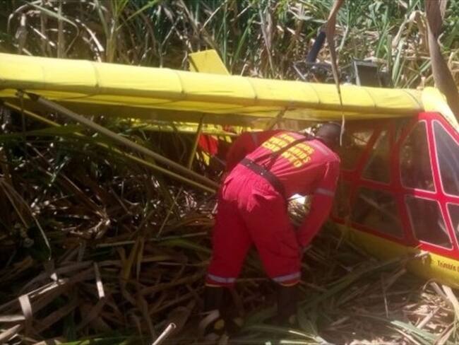 Una avioneta se accidentó en zona rural de Corinto, Cauca. Foto: Bomberos Corinto