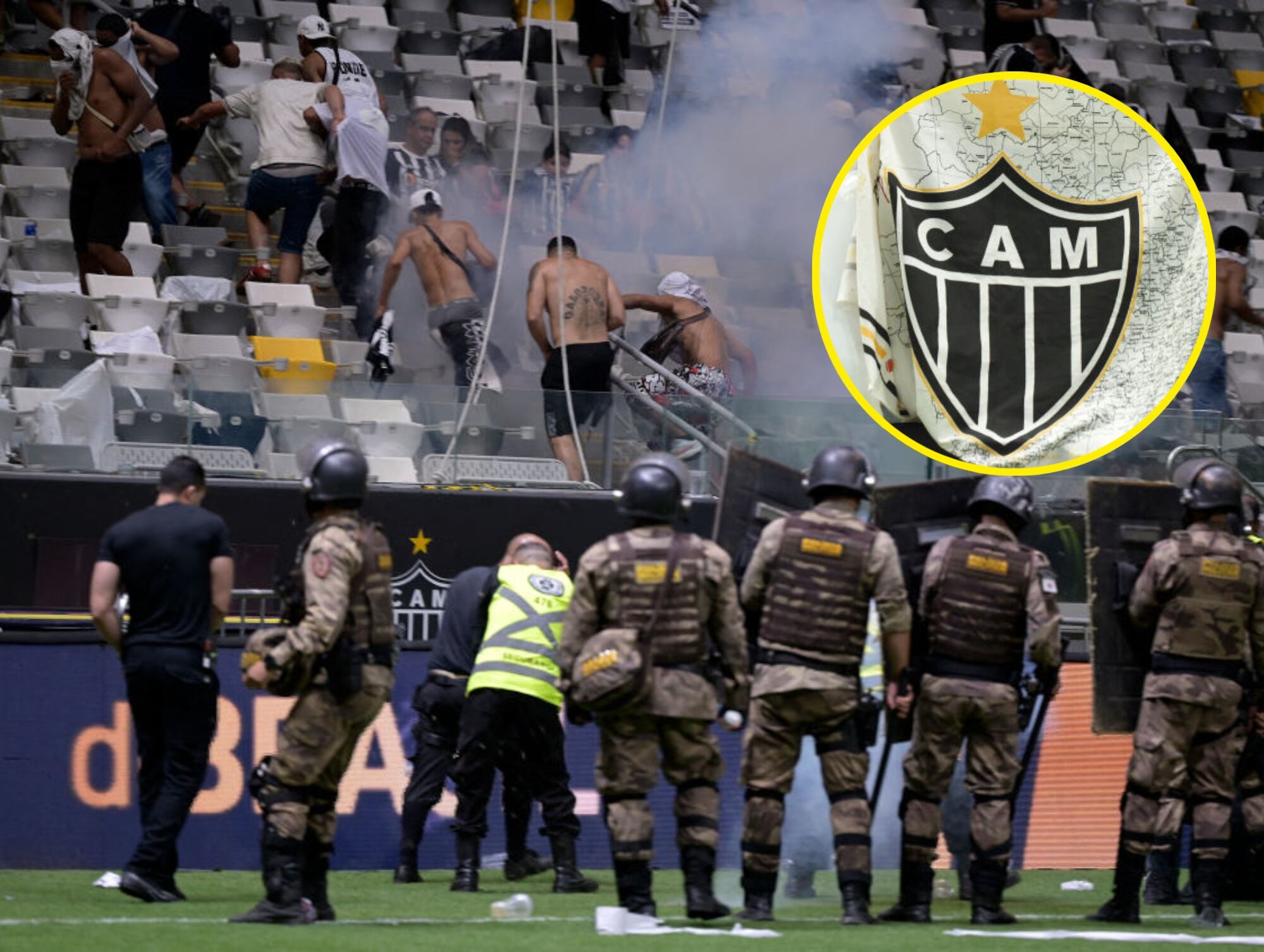 Incidentes por hinchas del Atletico Minairo. I Foto: DOUGLAS MAGNO/AFP via Getty Images.