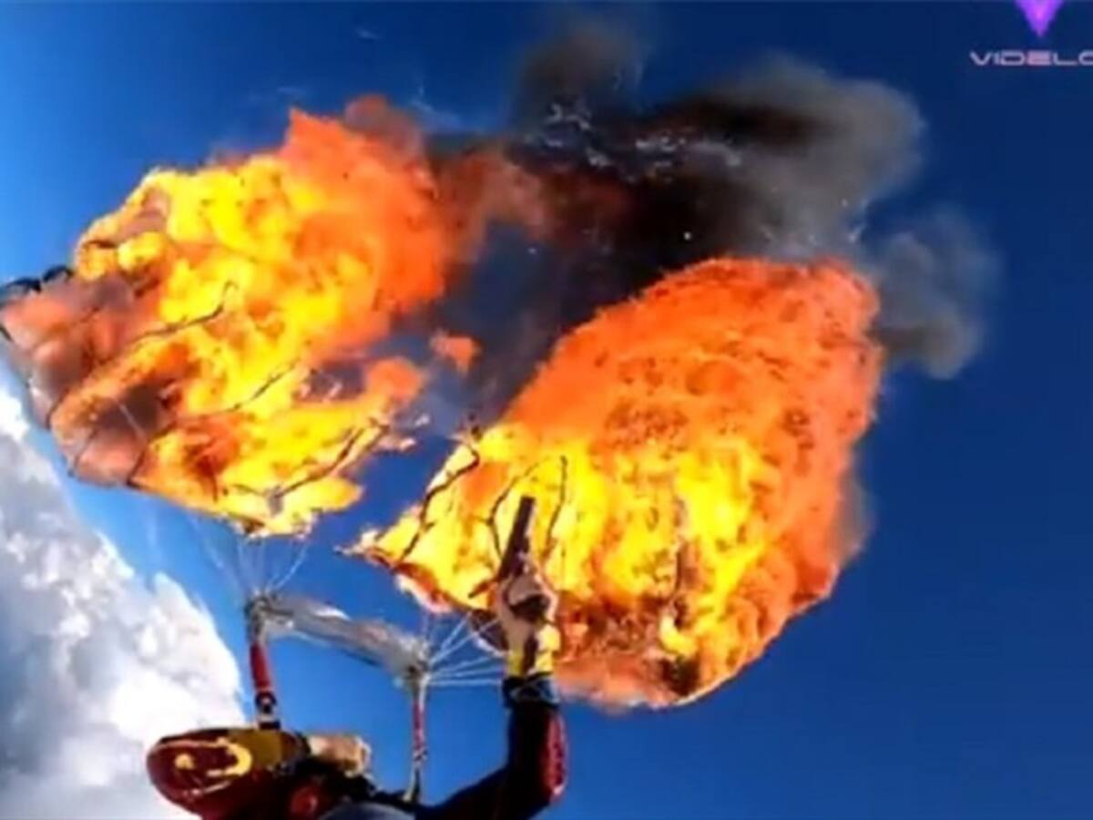 Hombre prende fuego a su paracaídas mientras se encuentra a 7.000 pies de altura