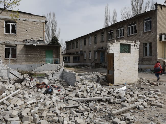 MARIUPOL, UKRAINE - APRIL 22: Humanitarian aid center continues to operate actively in Mariupol, where the Russian Army has taken control, on April 22, 2022. One of the kindergartens - kindergarten No. 83 "Little Red Riding Hood" was stuffed with abandoned ammunition. (Photo by Leon Klein/Anadolu Agency via Getty Images)