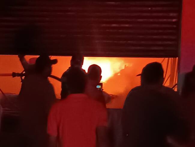 Incendio en Mercado Central de Cereté, Córdoba. Foto: cortesía prensa Alcaldía Cereté.