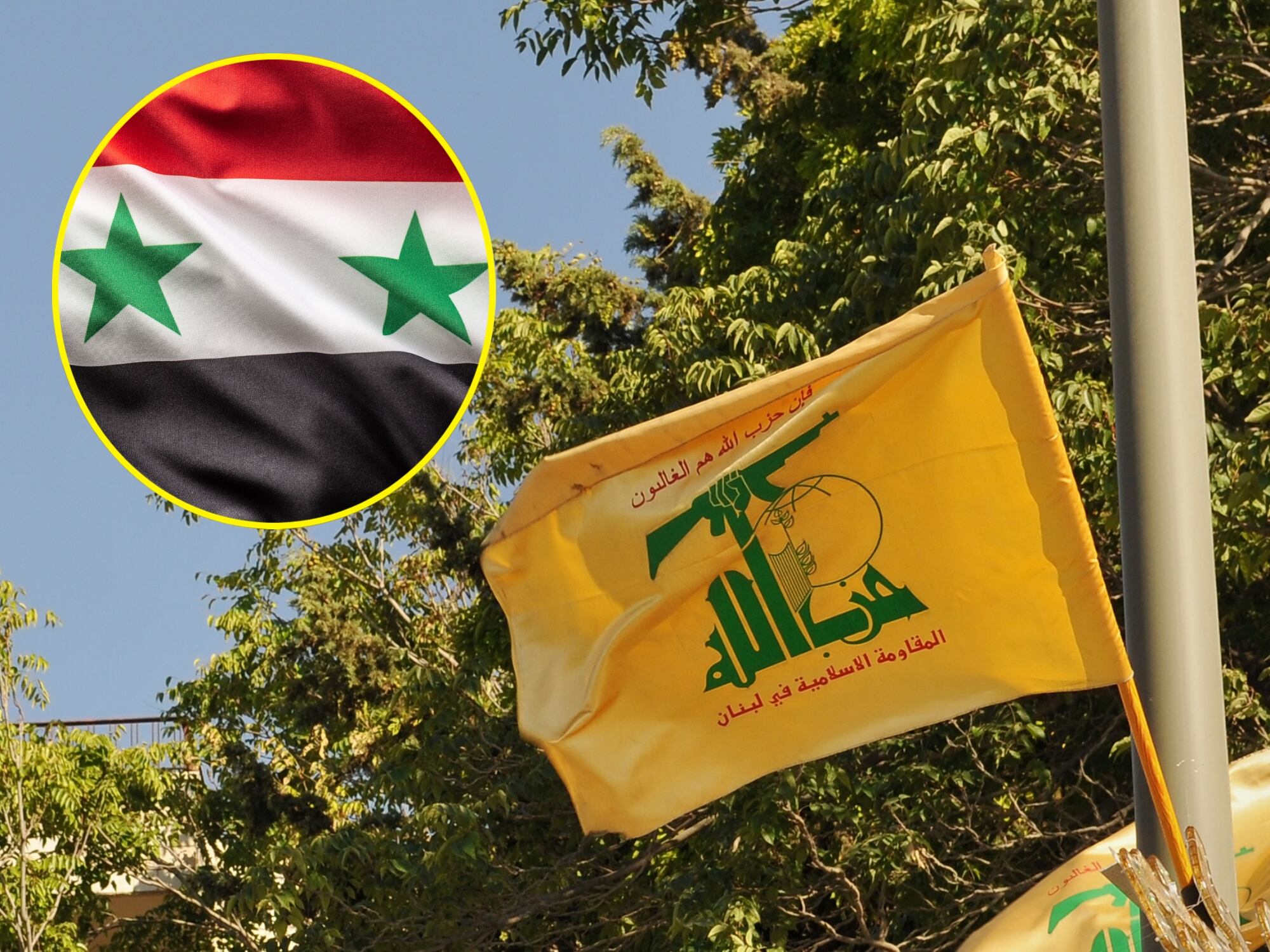 Bandera de Hezbolá y de Siria. I Fotos: Getty Images.