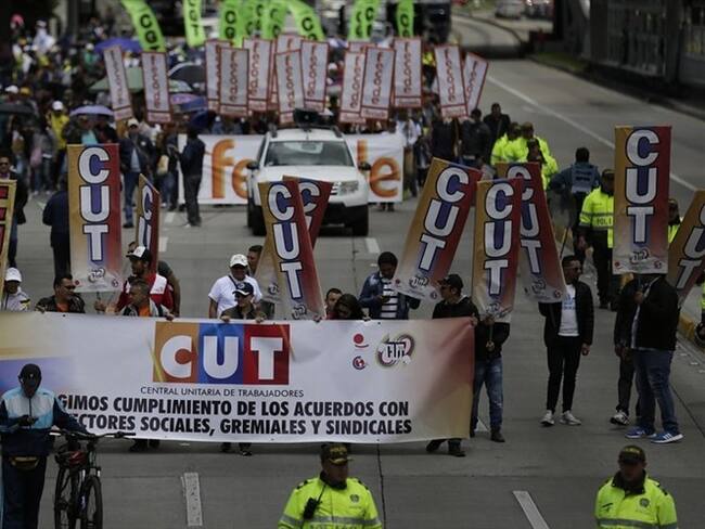 Los sindicatos pidieron a la ciudadanía que cualquier manifestación que decida realizar sea de manera pacífica. Foto: Colprensa / SERGIO ACERO