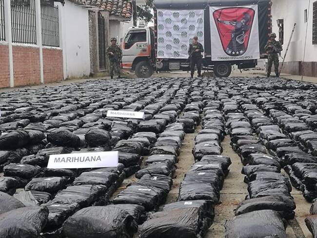 Incautan dos toneladas y media de marihuana en Cauca. Foto: Policía