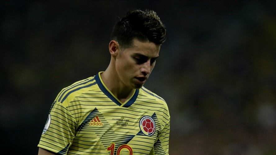 Futbolista colombiano James Rodríguez en la Selección. Foto: Colprensa - Diego Pineda