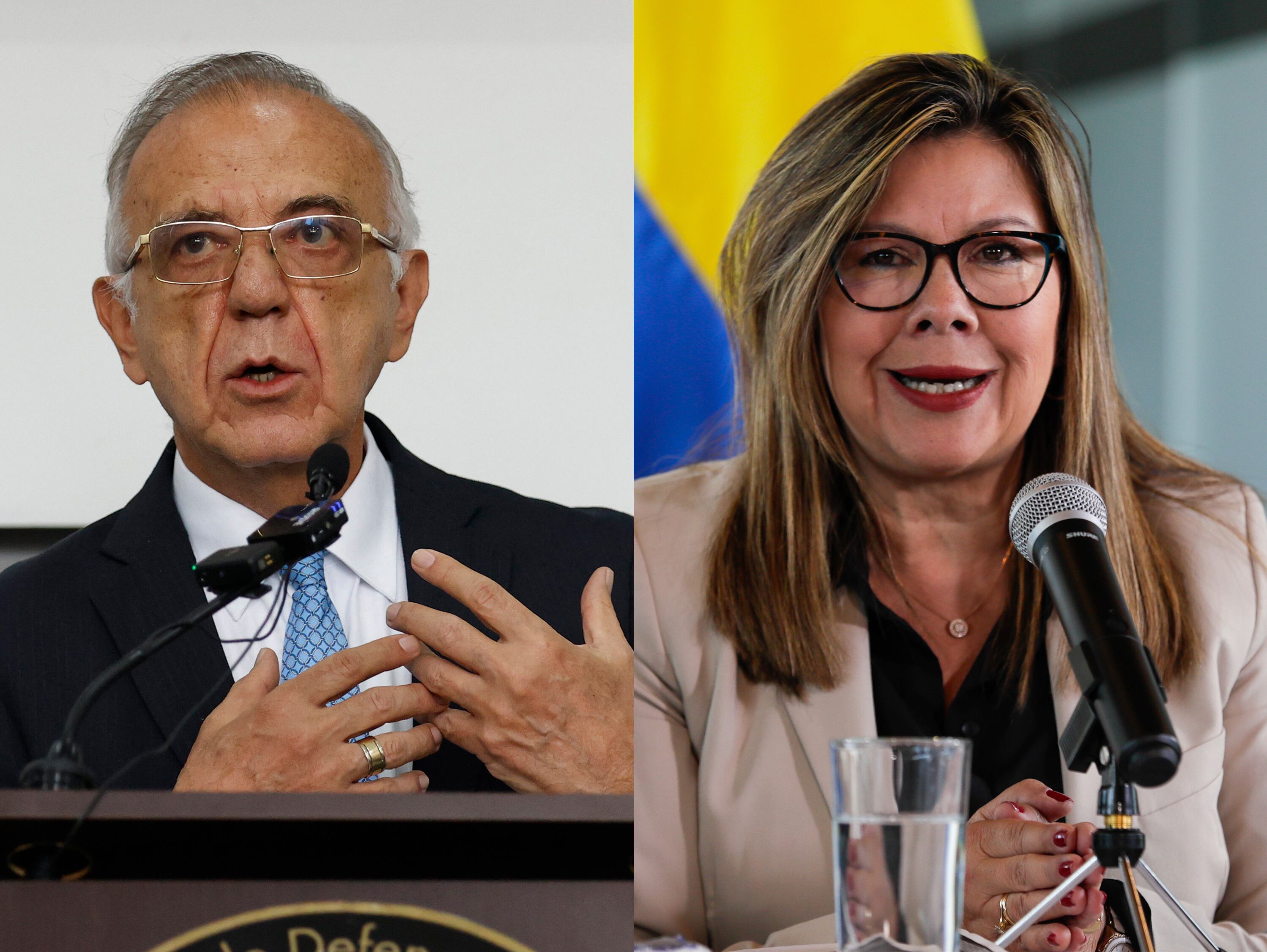 AME2748. BOGOTÁ (COLOMBIA), 02/06/2025.- Combo de fotografías de archivo donde aparecen el exministro de Defensa y embajador designado de Colombia en el Vaticano, Iván Velásquez, y la fiscal general de Colombia, Luz Adriana Camargo, en Bogotá (Colombia). Una Sala de Apelaciones de Guatemala solicitó este lunes la detención de los abogados colombianos y exmiembros de la Comisión Internacional Contra la Impunidad en Guatemala (Cicig) Iván Velásquez y Luz Adriana Camargo, fiscal general del país suramericano. EFE/ Mauricio Dueñas Castañeda / Carlos Ortega ARCHIVO