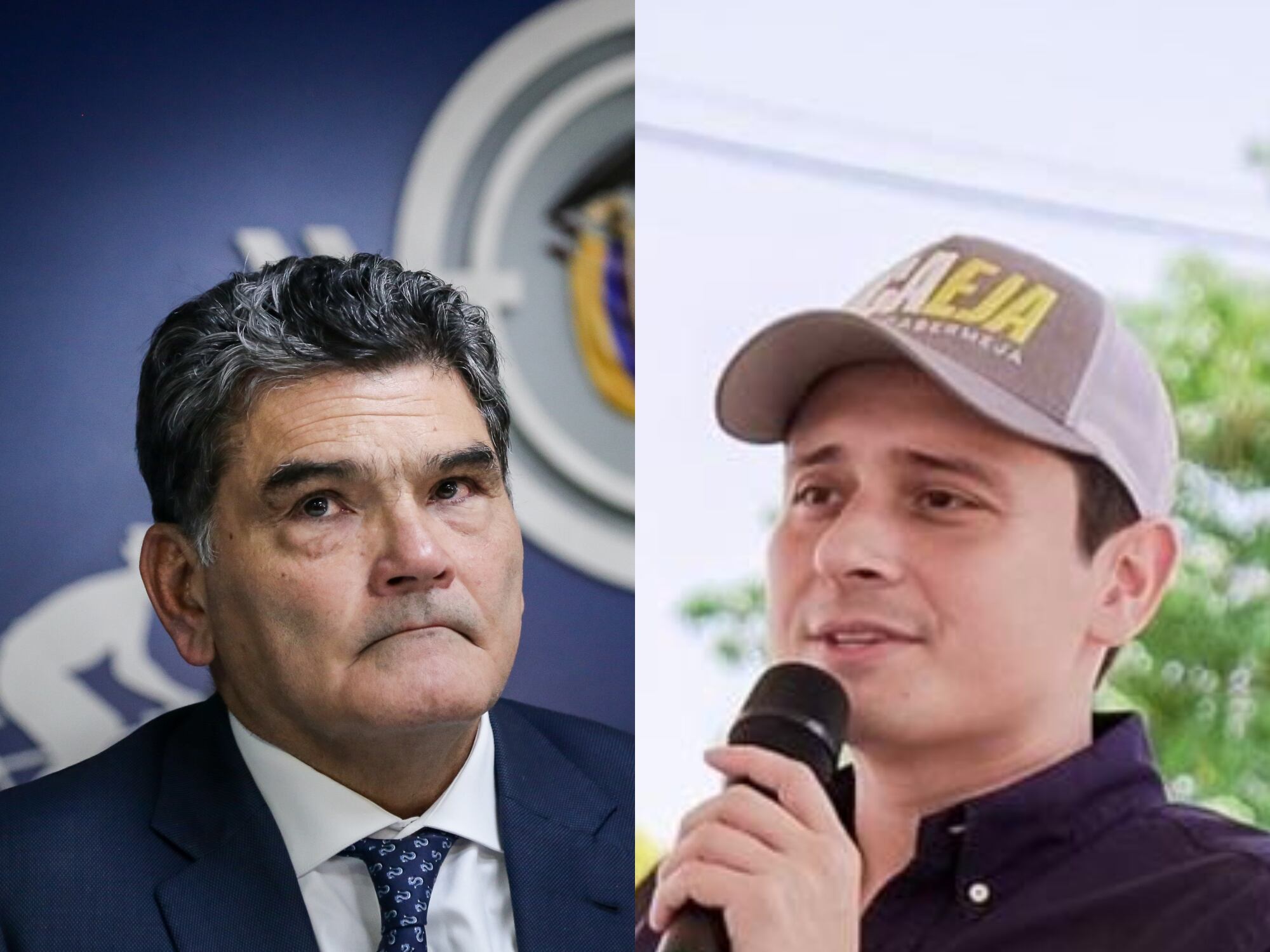 Gregorio Eljach, procurador general de la Nación, y Jonathan Vázquez, alcalde de Barrancabermeja. Fotos: Colprensa y cortesía @Jsvasquezg.