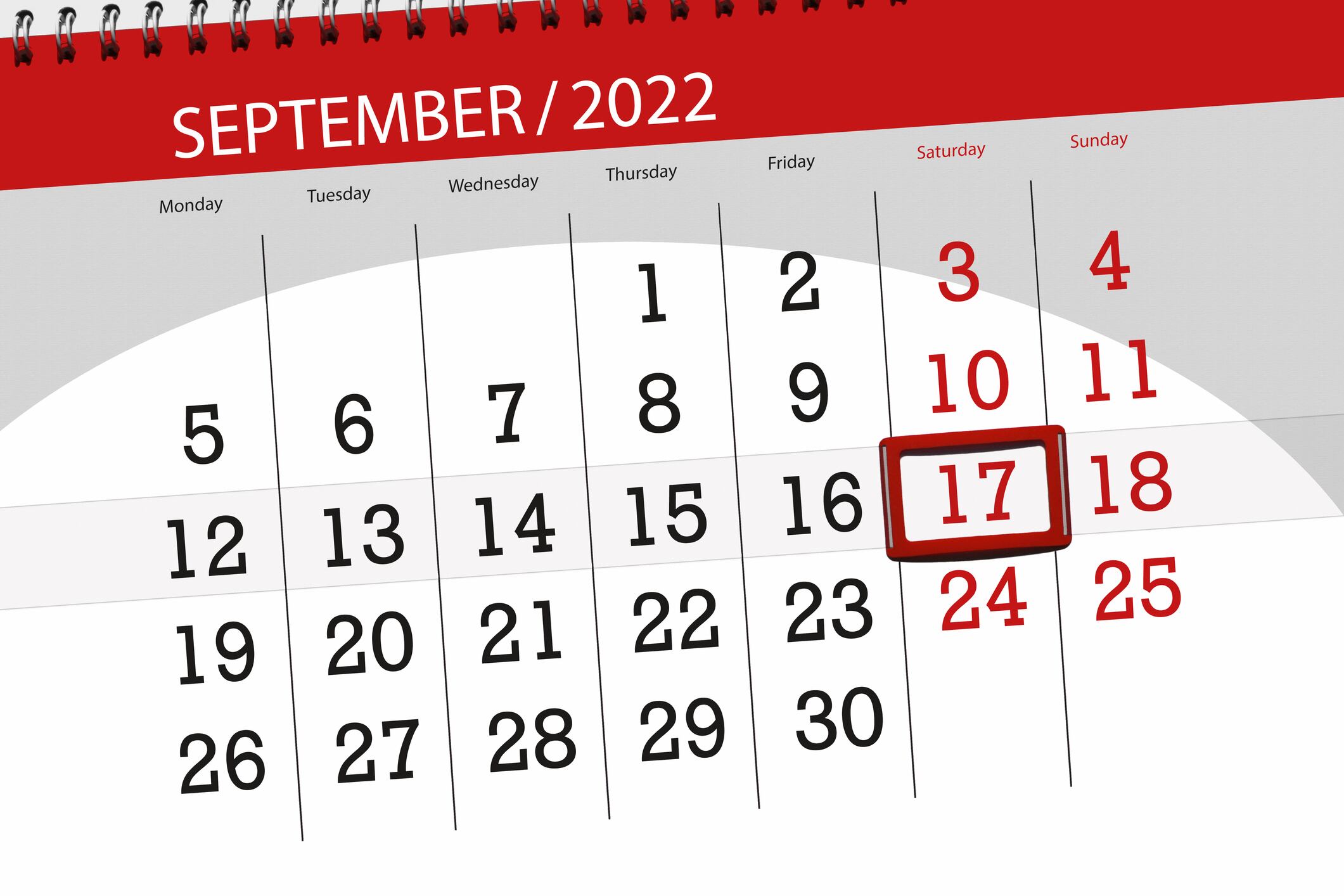 Calendario de septiembre 2022. Foto: Getty Images