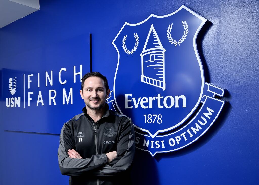 HALEWOOD, ENGLAND - JANUARY 31: (EXCLUSIVE COVERAGE) Frank Lampard poses for a photo after becoming the new manager of Everton FC on January 31, 2022 at USM Finch Farm in Halewood, England. (Photo by Tony McArdle/Everton FC via Getty Images)