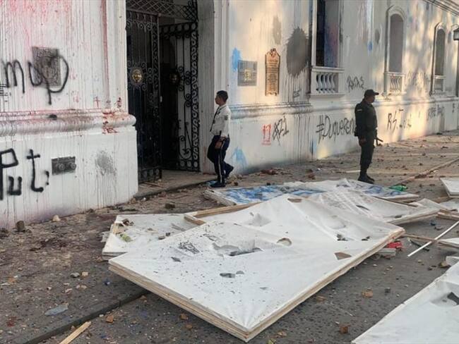 Masiva movilización terminó con actos vandálicos en Popayán. Foto: Redacción W Radio