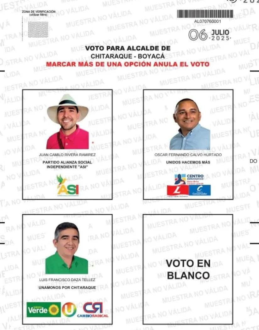 Candidatos a la alcaldía de Chitaraque, Boyacá.