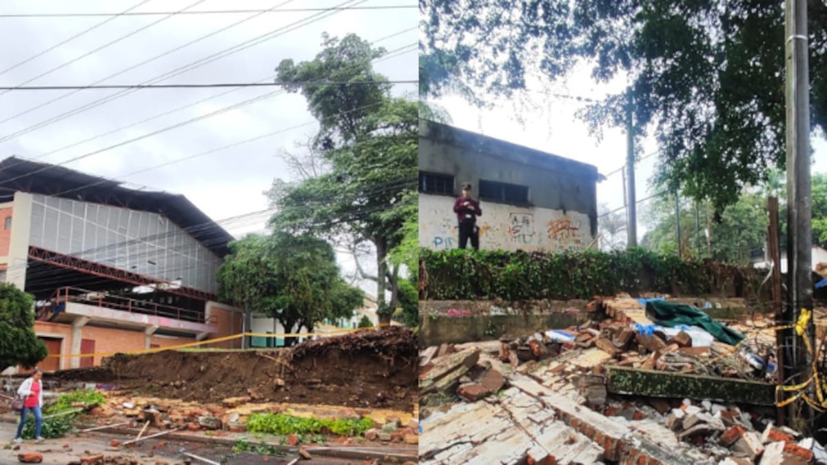 Se desplomaron muros en dos colegios en Bucaramanga tras fuertes lluvias