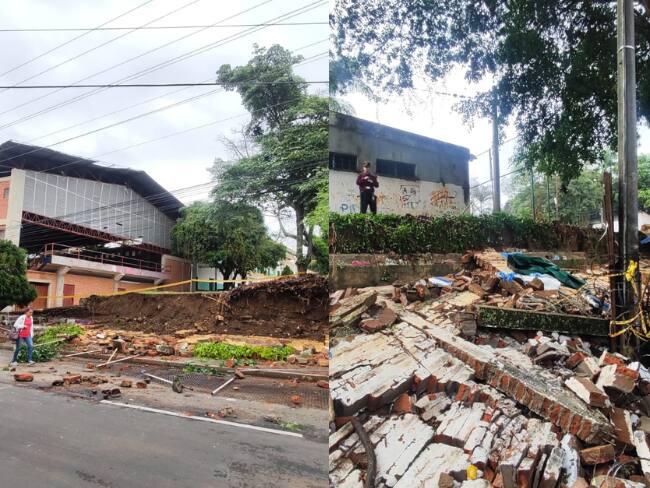 Se desplomaron muros en dos colegios en Bucaramanga tras fuertes lluvias