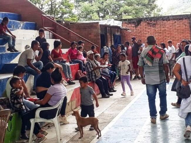 Los desplazados son atendidos en la cabecera municipal. Crédito: Red de Apoyo Cauca.