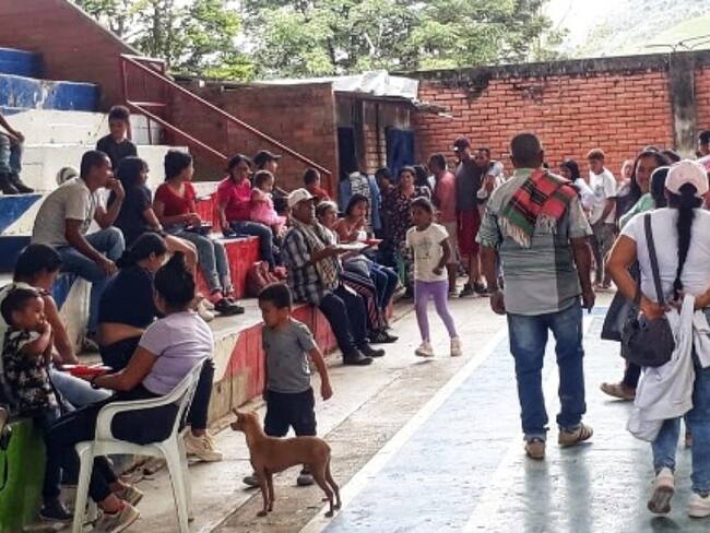 Los desplazados son atendidos en la cabecera municipal. Crédito: Red de Apoyo Cauca.