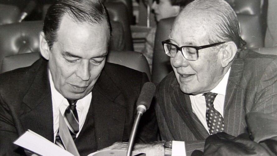Álvaro Gómez Hurtado junto a Alfonso López Michelsen. Foto: Colprensa
