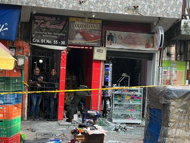 Explosión en el centro de Medellín deja un menor de edad herido. Foto: Manuel Villa Cortesía.