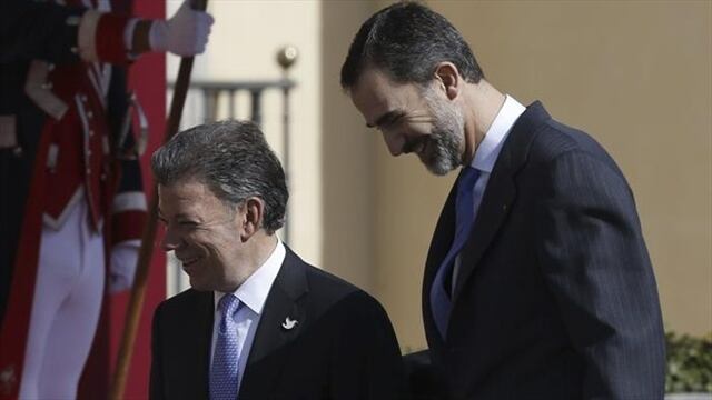 El presidente Santos junto al rey de España en el inicio de su Visita de Estado.. Foto: Agencia EFE
