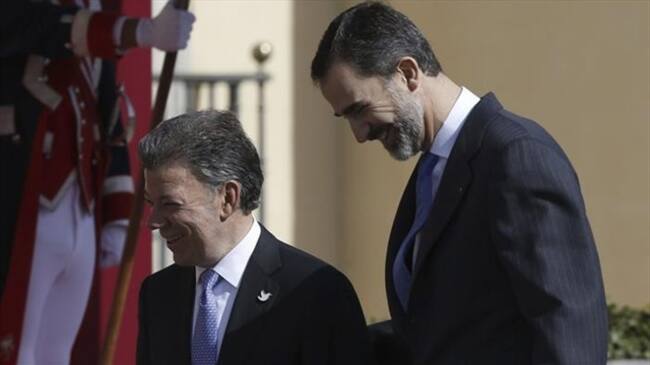 El presidente Santos junto al rey de España en el inicio de su Visita de Estado.. Foto: Agencia EFE