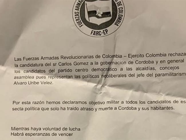 Autoridades investigan procedencia de panfleto que intimida a candidatos del CD. Foto: