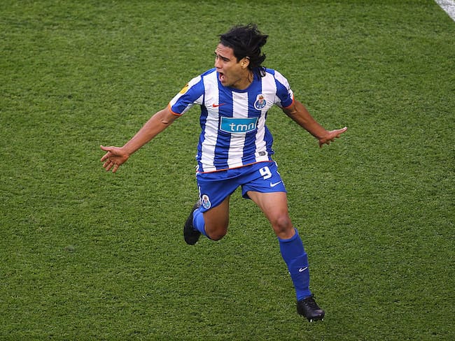 DUBLIN, IRELAND - MAY 18: Radamel Falcao Garcia of FC Porto celebrates scoring the opening goal during the UEFA Europa League Final between FC Porto and SC Braga (Photo by Julian Finney/Getty Images)