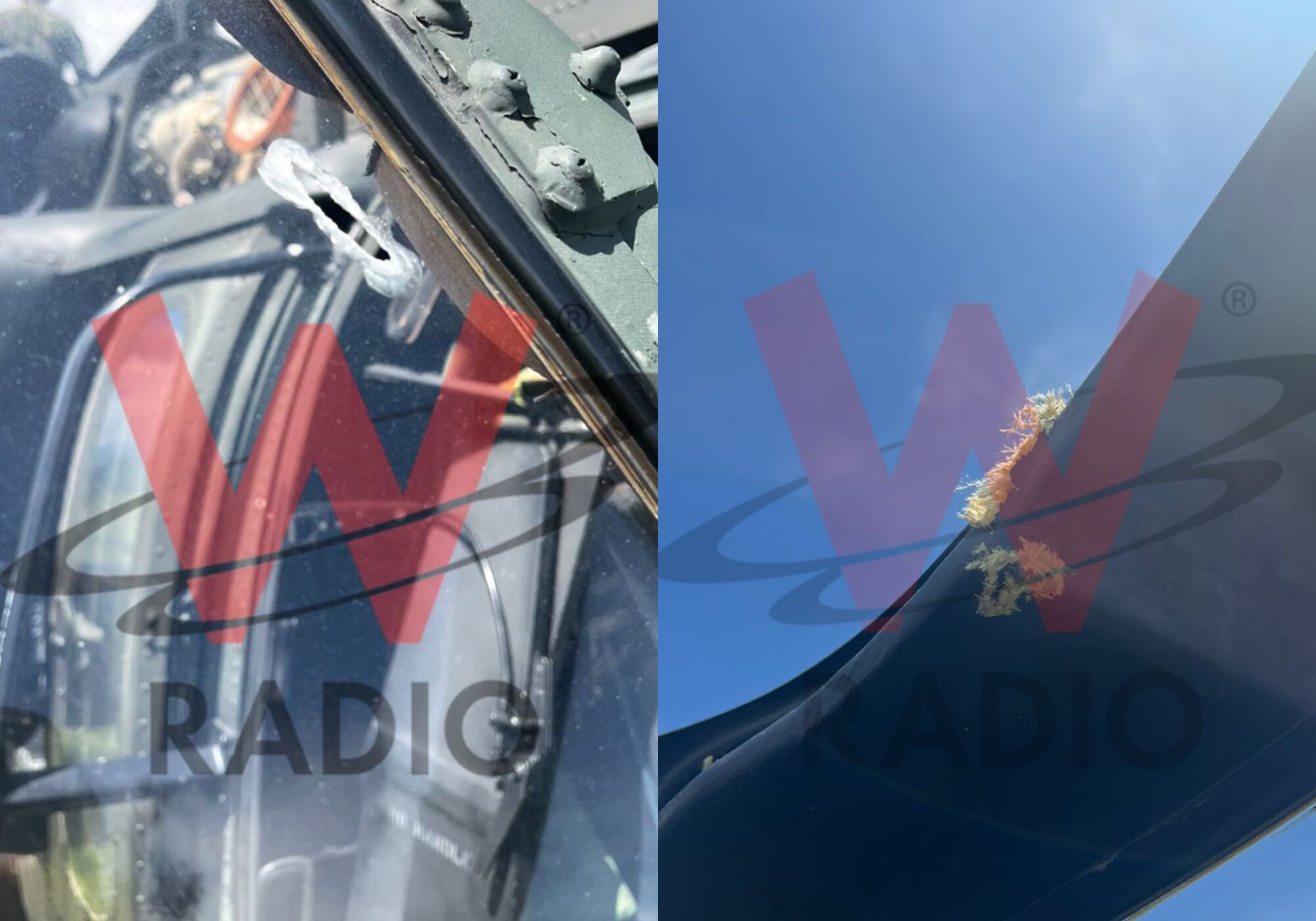 Impactos de bala en helicóptero del Ejército. Foto: Suministradas