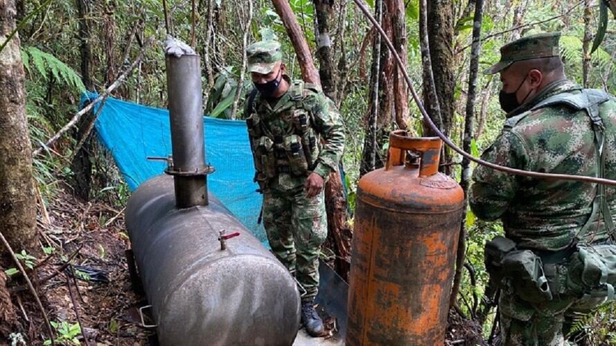 Tras el hallazgo las autoridades destruyeron de forma controlada el laboratorio . Foto: Cortesía Ejército Nacional