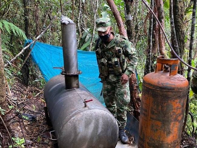 Tras el hallazgo las autoridades destruyeron de forma controlada el laboratorio . Foto: Cortesía Ejército Nacional