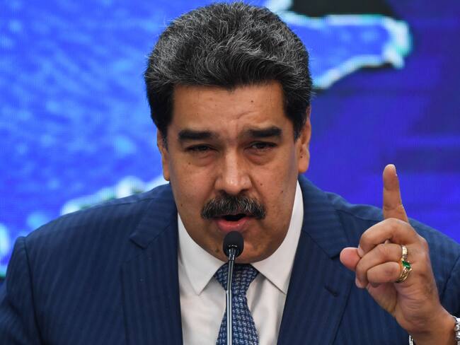 Venezuelan President Nicolas Maduro speaks during a press conference with international media correspondents at the Miraflores Presidential Palace in Caracas, on August 16, 2021. - Maduro announced that he will propose the "opening of direct dialogue" with the United States government, after breaking relations two years ago, within the negotiation process that he maintains with the Venezuelan opposition in Mexico. (Photo by Federico PARRA / AFP) (Photo by FEDERICO PARRA/AFP via Getty Images)