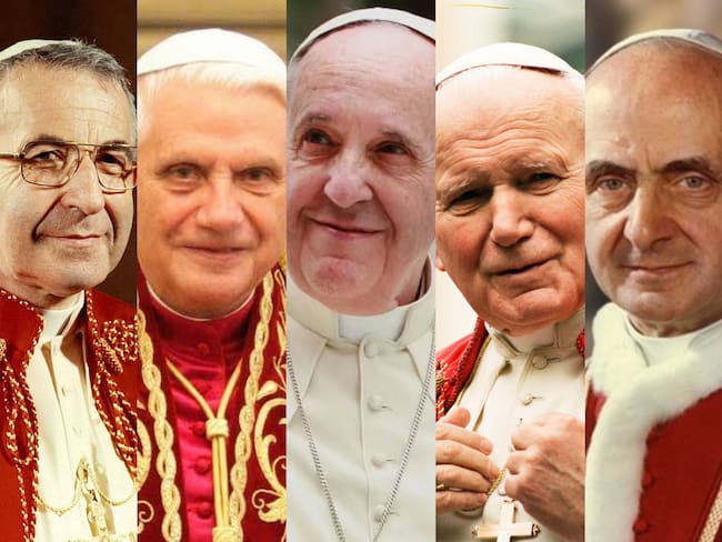 Papas Juan Pablo I, Benedicto XVI, Francisco, Juan Pablo II y Pablo VI | Fotos: GettyImages