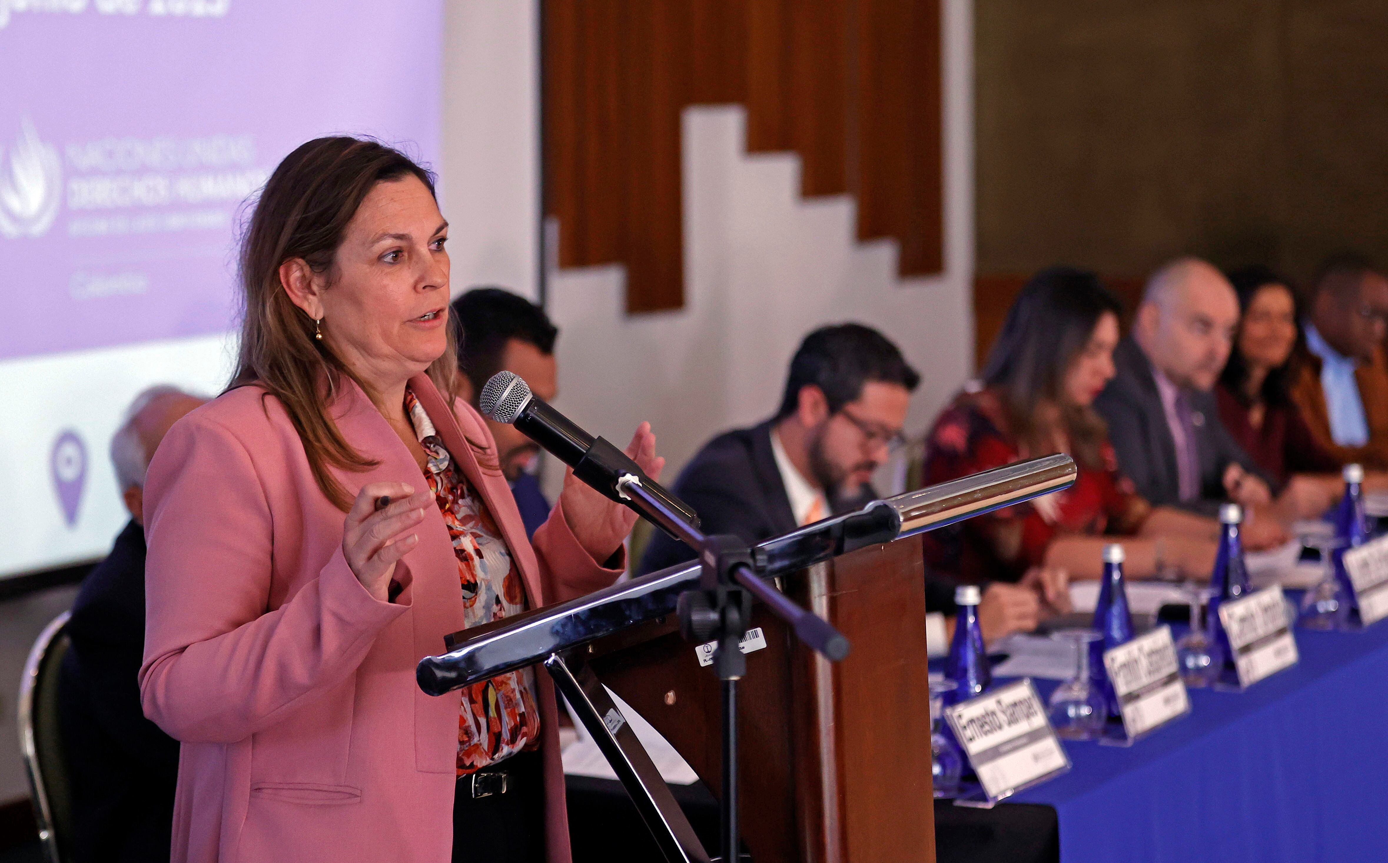 La representante en Colombia de la Oficina de la ONU para los Derechos Humanos, Juliette de Rivero. Foto: EFE/ Mauricio Dueñas Castañeda.